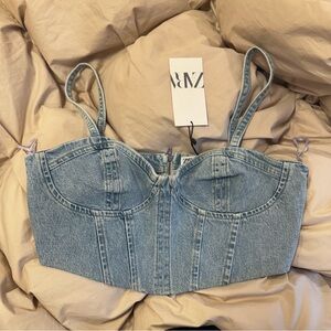 Zara Light Blue Denim Corset Top